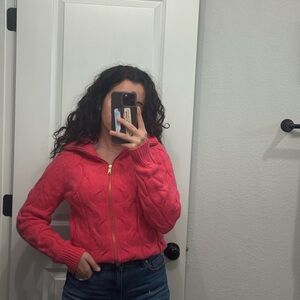 Talbots Vibrant Pink Cable Knit Cardigan